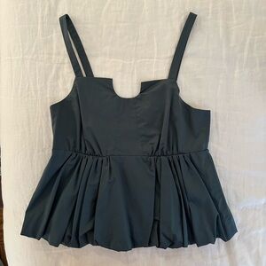 Tibi Eco Poplin Strappy Balloon Peplum Top